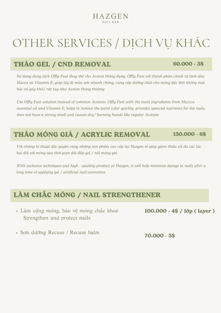 Hazgen Nail Bar 10 hazgen nail bar menu