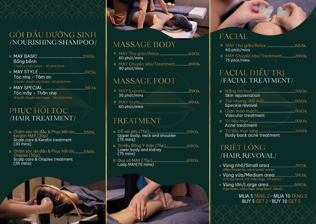 MAY Hair & Wellness Spa 2 may spa menu