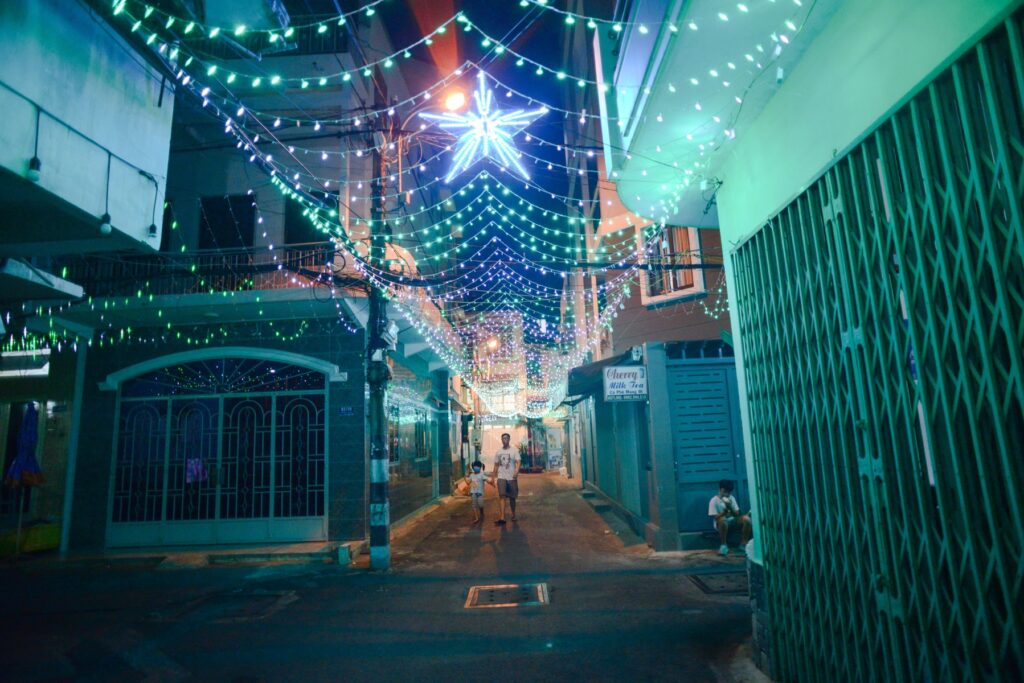 Noel decorations in a hem in Ho Chi Minh city. Photo by Thanh Nien - Christmas In Vietnam | Traditions, History and Significance