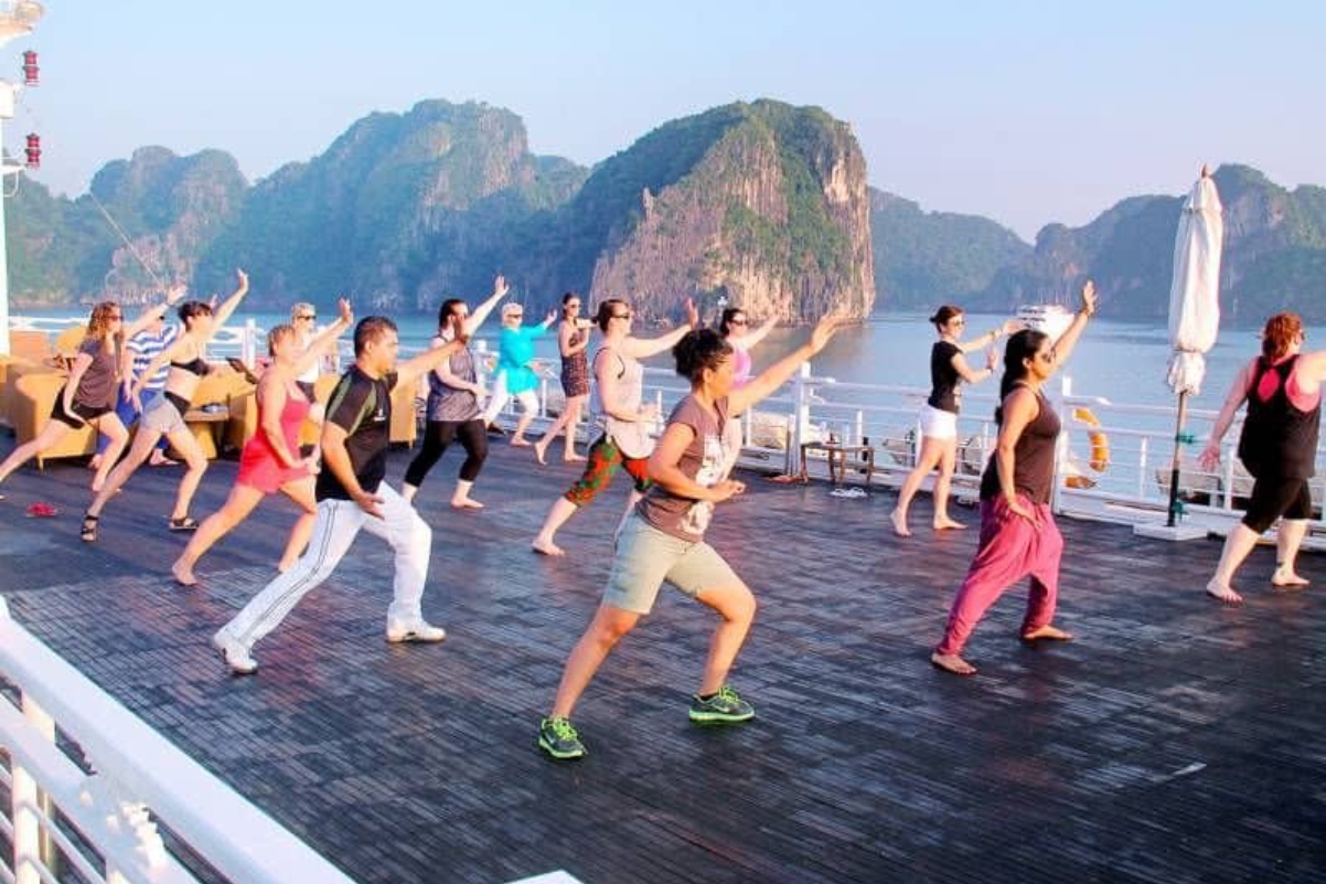 Tai Chi exercise in Halong bay 1 - Things To Do In Halong Bay